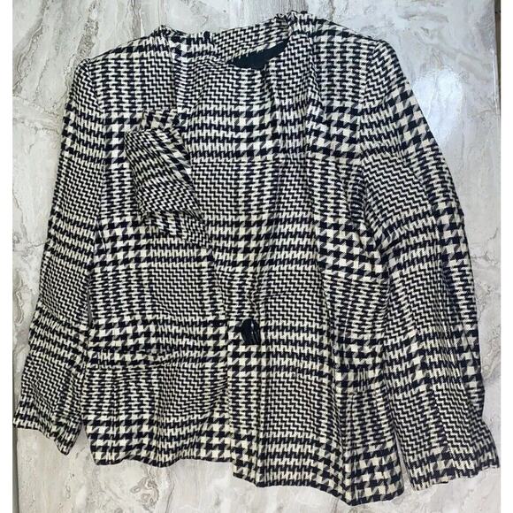 Vintage Kasper and Company ASL Womens Wool Black Houndstooth Jacket Size 10 - Picture 1 of 5